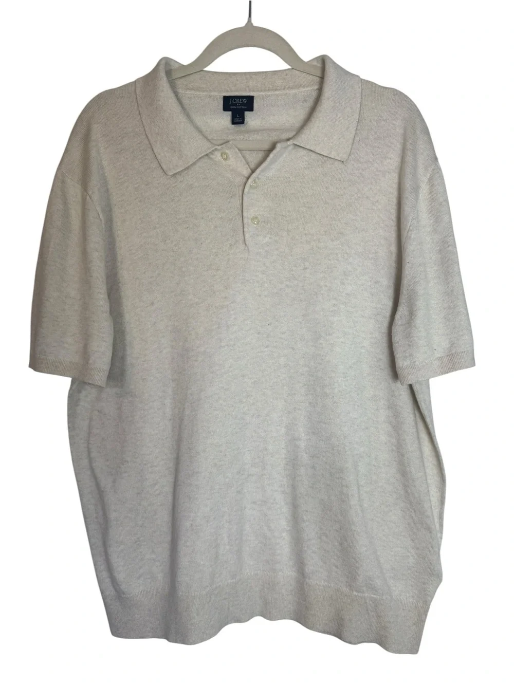 J. Crew Men's Beige Short Sleeve Large Polo Cotton Sweater